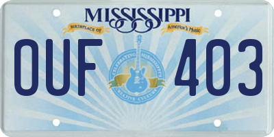 MS license plate OUF403
