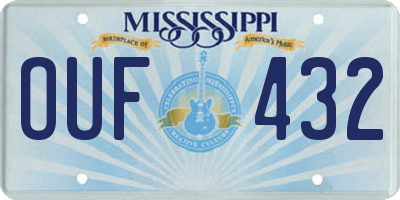MS license plate OUF432