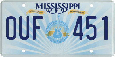 MS license plate OUF451