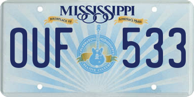 MS license plate OUF533