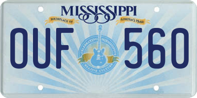 MS license plate OUF560