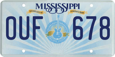 MS license plate OUF678