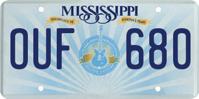 MS license plate OUF680