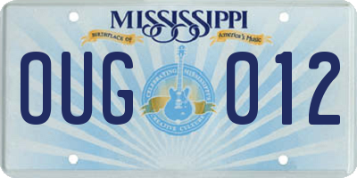 MS license plate OUG012