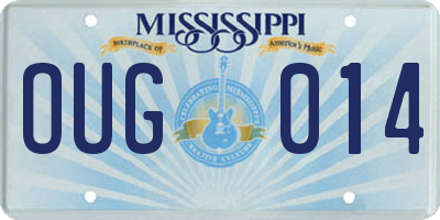 MS license plate OUG014