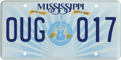 MS license plate OUG017