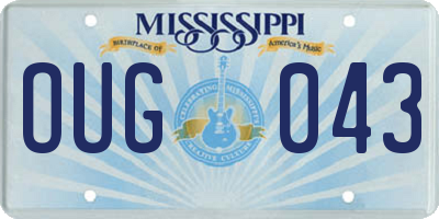 MS license plate OUG043
