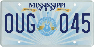 MS license plate OUG045