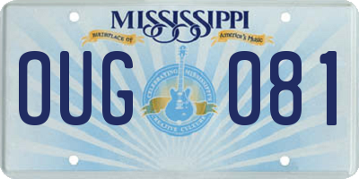 MS license plate OUG081