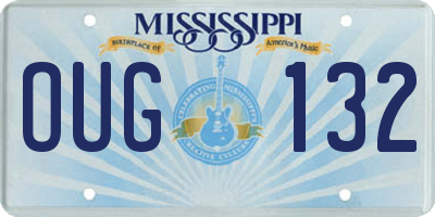 MS license plate OUG132