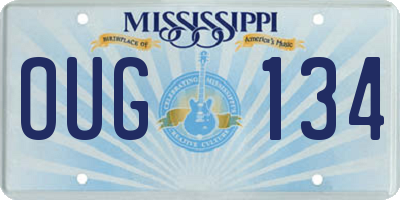 MS license plate OUG134