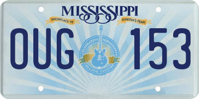 MS license plate OUG153