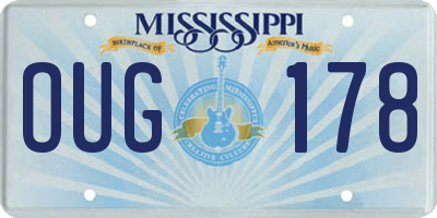 MS license plate OUG178