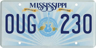 MS license plate OUG230