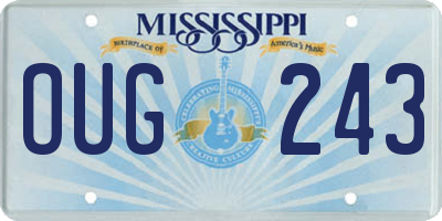 MS license plate OUG243