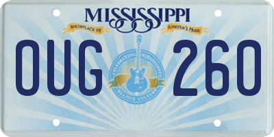 MS license plate OUG260