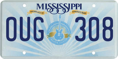 MS license plate OUG308