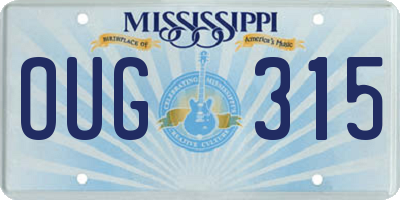 MS license plate OUG315