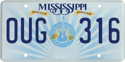 MS license plate OUG316