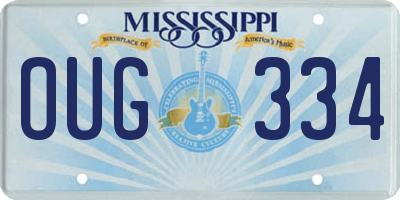 MS license plate OUG334