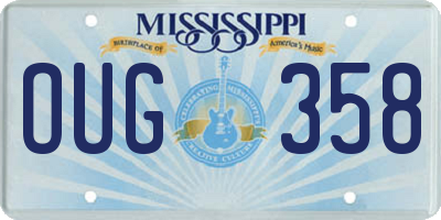 MS license plate OUG358