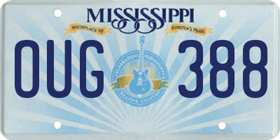 MS license plate OUG388