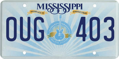 MS license plate OUG403