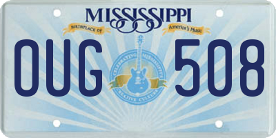 MS license plate OUG508