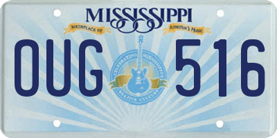 MS license plate OUG516