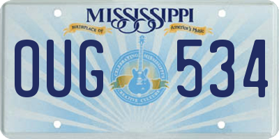 MS license plate OUG534