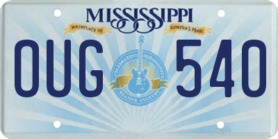 MS license plate OUG540