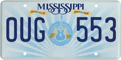 MS license plate OUG553