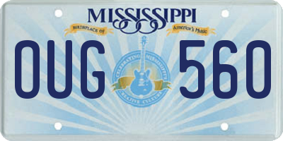 MS license plate OUG560