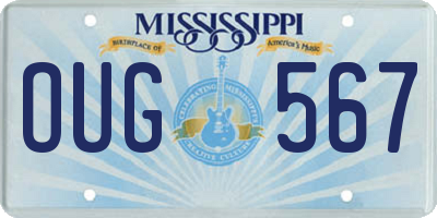 MS license plate OUG567