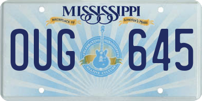 MS license plate OUG645