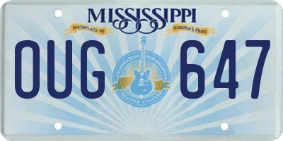 MS license plate OUG647