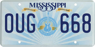 MS license plate OUG668