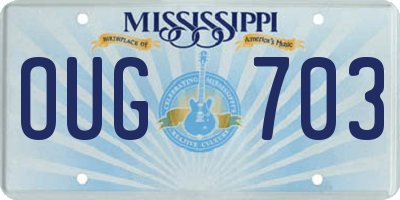 MS license plate OUG703
