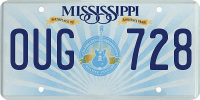 MS license plate OUG728