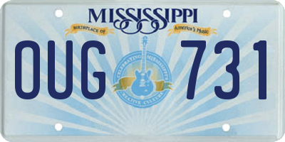 MS license plate OUG731