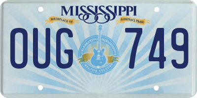 MS license plate OUG749