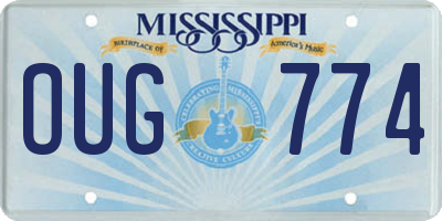 MS license plate OUG774