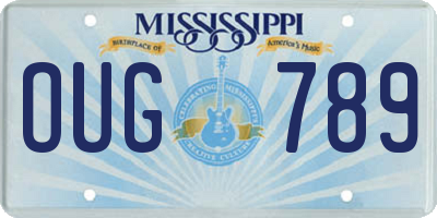 MS license plate OUG789