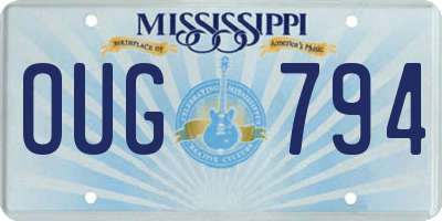 MS license plate OUG794