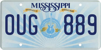 MS license plate OUG889