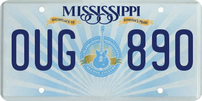 MS license plate OUG890