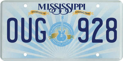 MS license plate OUG928