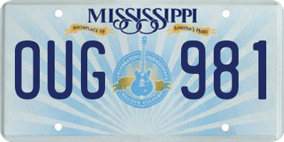 MS license plate OUG981