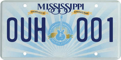 MS license plate OUH001