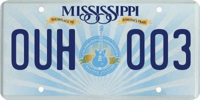 MS license plate OUH003